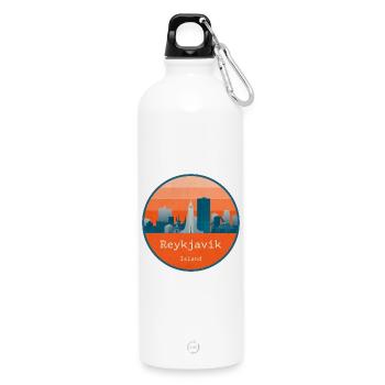 Reykjavík Skyline – Design rétro islandais - Gourde en inox avec mousqueton 750 ml - blanc - Devant