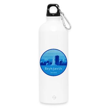 Logo rond bleu Reykjavík Skyline - Gourde en inox avec mousqueton 750 ml - blanc - Devant