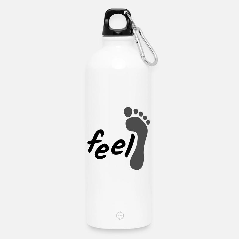 feel barefoot; fühle barfuß (2-farbig) - Trinkflasche mit Karabiner 750 ml - Weiß