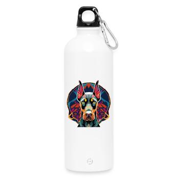 Doberman - Gourde en inox avec mousqueton 750 ml - blanc - Devant