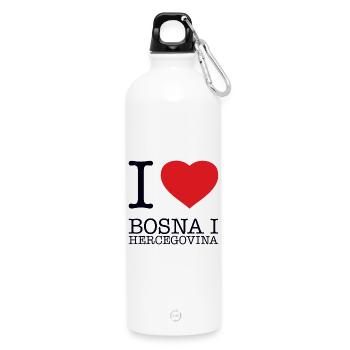 I LOVE BOSNA I HERCEGOVINA Bosnien und Herzegowina - Trinkflasche mit Karabiner 750 ml - Weiß - Vorne