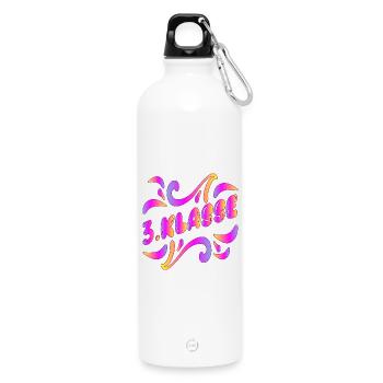 3. Klasse Grundschule - Drittklässlerin Mädchen - Trinkflasche mit Karabiner 750 ml - Weiß - Vorne
