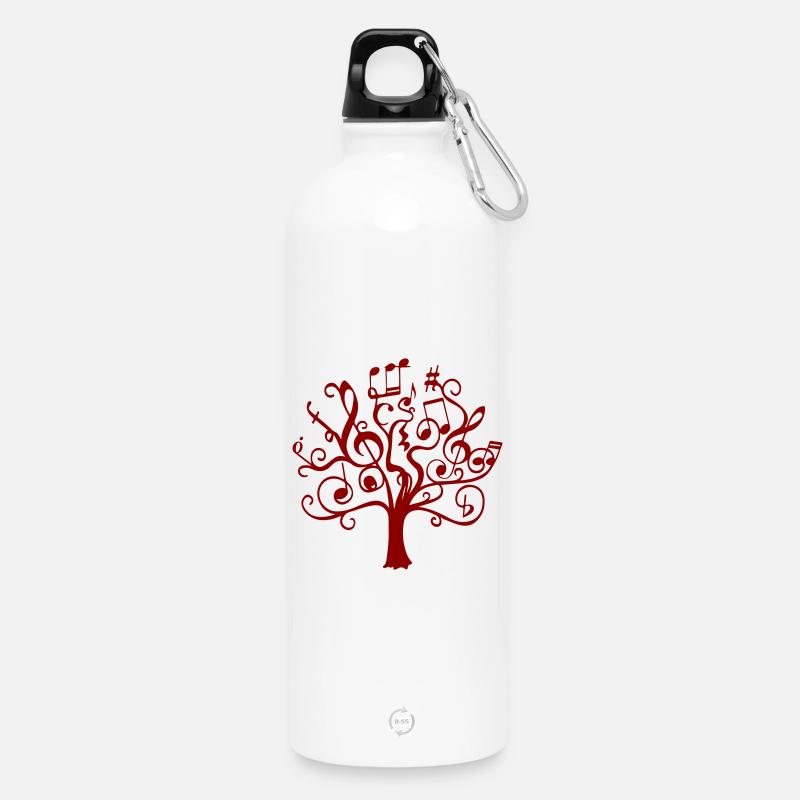 Arbre de notes rouge - Gourde en inox avec mousqueton 750 ml - blanc