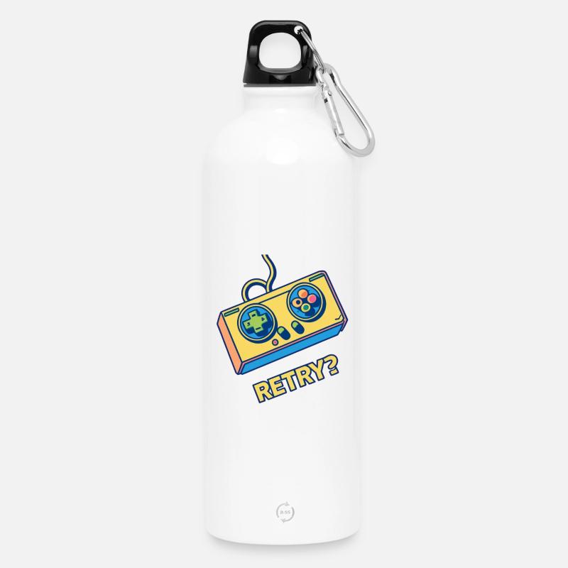 Retro-Controller-Wiederholung - Trinkflasche mit Karabiner 750 ml - Weiß