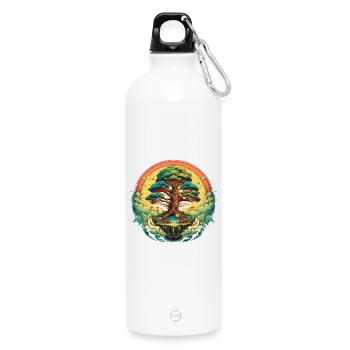Lebensbaum Fluss Regenbogen Nature Shirt - Trinkflasche mit Karabiner 750 ml - Weiß - Vorne