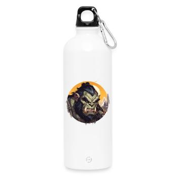 Mighty Orc Warrior Fantasy RPG Shirt - Water Bottle with carabiner 750 ml - white - Front