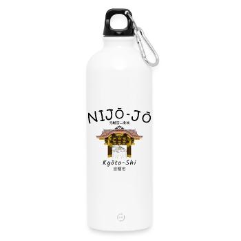 Nijo-jo Castle, Kyoto Imperial Villa, Japan, drawing - Water Bottle with carabiner 750 ml - white - Front