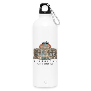 Opéra de Chemnitz, Allemagne Dessin - Gourde en inox avec mousqueton 750 ml - blanc - Devant