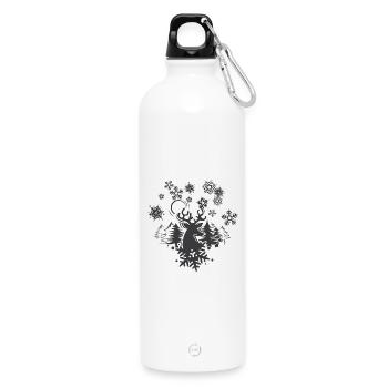 Flocons de neige Noël Hiver Rennes Orignal - Gourde en inox avec mousqueton 750 ml - blanc - Devant