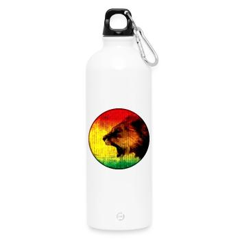 African Lion with Rasta Colors - Trinkflasche mit Karabiner 750 ml - Weiß - Vorne