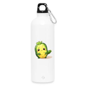Tanzendes Kawaii Kaktus Gurken Männchen - Trinkflasche mit Karabiner 750 ml - Weiß - Vorne