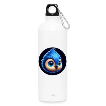 Comic Vogel blau Meise Blaumeise - Trinkflasche mit Karabiner 750 ml - Weiß - Vorne