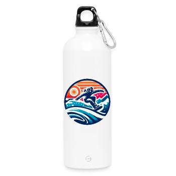 Expression Graphique d'un Snowboarder - Gourde en inox avec mousqueton 750 ml - blanc - Devant