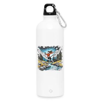 sportliches Mädchen | Bergbach - Trinkflasche mit Karabiner 750 ml - Weiß - Vorne