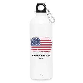 Columbus, Ohio, USA - Water Bottle with carabiner 750 ml - white - Front