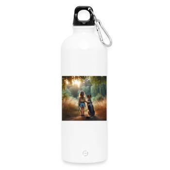 Deutscher Schäferhund Kunst - Trinkflasche mit Karabiner 750 ml - Weiß - Vorne