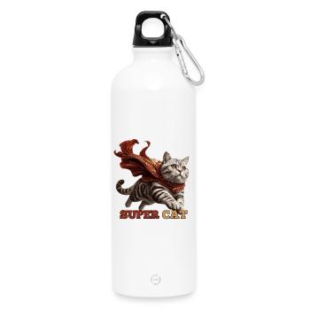 Super Cat British Shorthair BKH Tabby - Water Bottle with carabiner 750 ml - white - Front