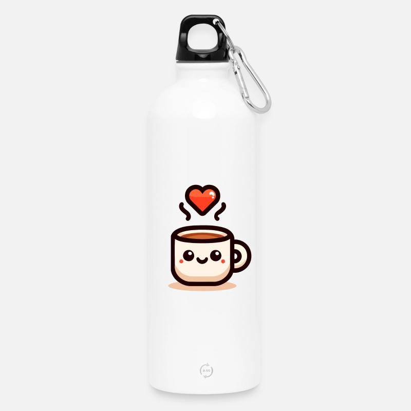 Cheery Cuppa: Ein Schluck Liebe - Trinkflasche mit Karabiner 750 ml - Weiß