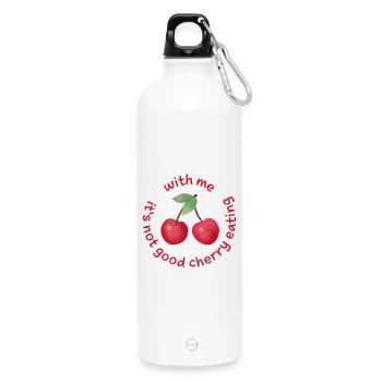 with me its not good cherry eating denglisch - Water Bottle with carabiner 750 ml - white - Front