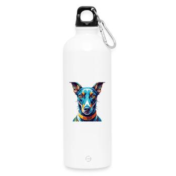 Rampur lévrier chien race coloré dessin animé Kawaii - Gourde en inox avec mousqueton 750 ml - blanc - Devant
