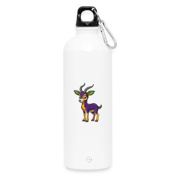 Impala Lustige Kawaii Cartoon Figur Clipart - Trinkflasche mit Karabiner 750 ml - Weiß - Vorne