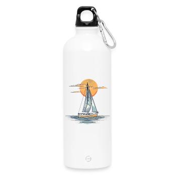 Sailboat Sketch - Water Bottle with carabiner 750 ml - white - Front