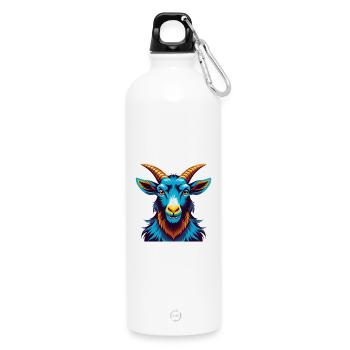Goat Colorful Kawaii Cartoon Character Clipart - Water Bottle with carabiner 750 ml - white - Front