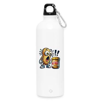 Lustiges Erdnuss Design - Trinkflasche mit Karabiner 750 ml - Weiß - Vorne
