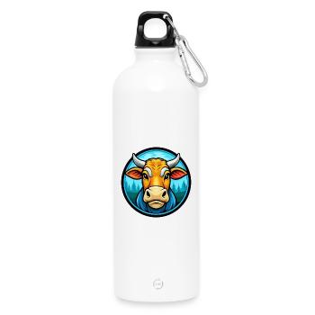 Kuh Bunt Kawaii Cartoon Figur Clipart Haustier - Trinkflasche mit Karabiner 750 ml - Weiß - Vorne