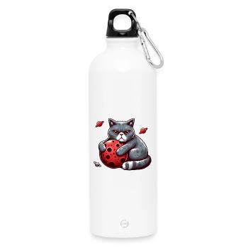 Cat Apocalypse: Grumpy Mood Cat - Water Bottle with carabiner 750 ml - white - Front