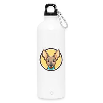 Xoloitzcuintle Chien Race Dessin animé Kawaii Clipart - Gourde en inox avec mousqueton 750 ml - blanc - Devant