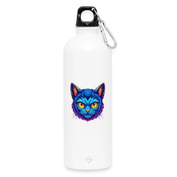 Pixie Bob Cat Breed Cartoon Kawaii Animal Pet - Water Bottle with carabiner 750 ml - white - Front