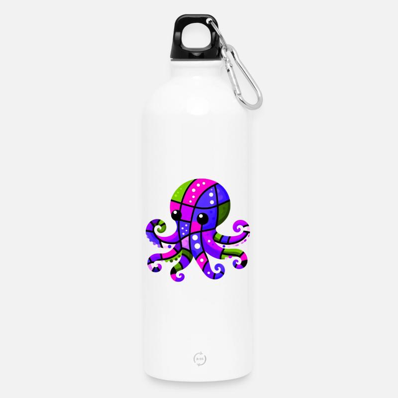 Pieuvre - Gourde en inox avec mousqueton 750 ml - blanc