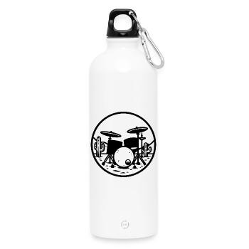 Drums Graphics - Water Bottle with carabiner 750 ml - white - Front