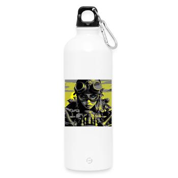 Steampunk-Biker - Trinkflasche mit Karabiner 750 ml - Weiß - Vorne