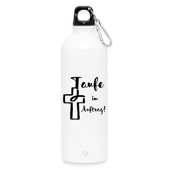 Baptism on behalf of the fish dips into the cross Baptismal feast - Water Bottle with carabiner 750 ml - white - Front