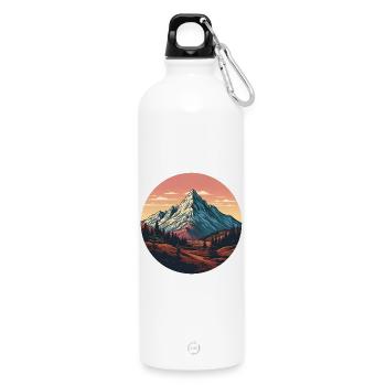 Paysage Monagne Forêt - Gourde en inox avec mousqueton 750 ml - blanc - Devant