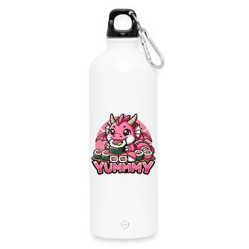 Drache Maki Sushi Yummy Kawaii Geschenk - Trinkflasche mit Karabiner 750 ml - Weiß - Vorne