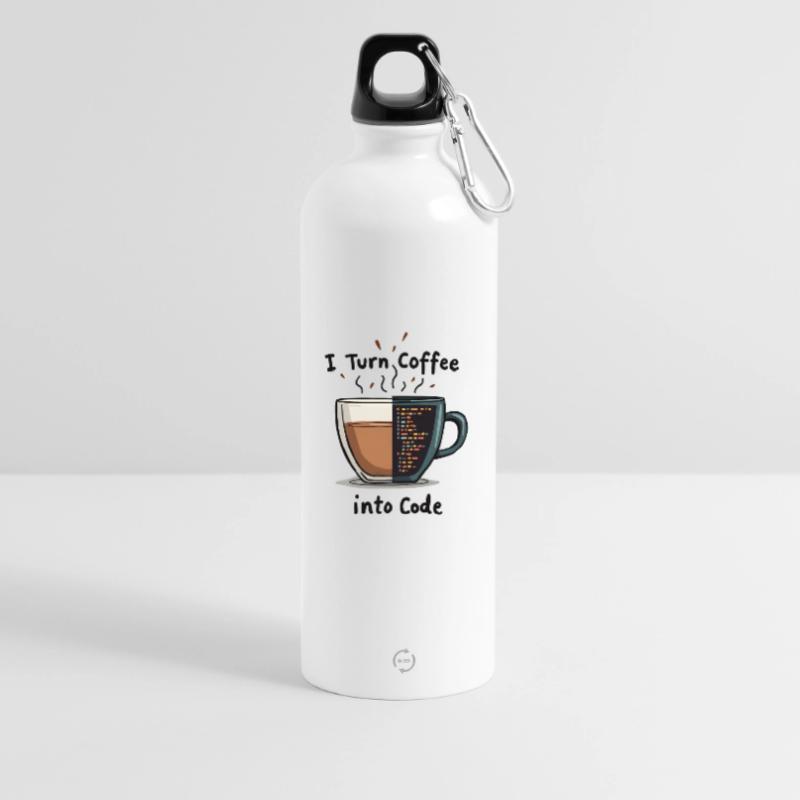 Coffee into Code Water Bottle with carabiner 750 ml