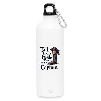 Parler comme un pirate, marcher comme un capitaine - Gourde en inox avec mousqueton 750 ml - blanc - Devant