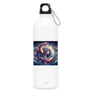 PISCES \ Zodiac Signs - Water Bottle with carabiner 750 ml - white - Front