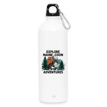 Explorer Maine Coon Adventure Imprimer - Gourde en inox avec mousqueton 750 ml - blanc - Devant