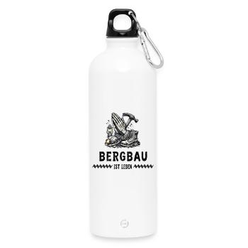 Mining is life - Water Bottle with carabiner 750 ml - white - Front