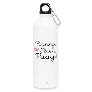 BONNE FÊTE PAPY - Gourde en inox avec mousqueton 750 ml - blanc - Devant