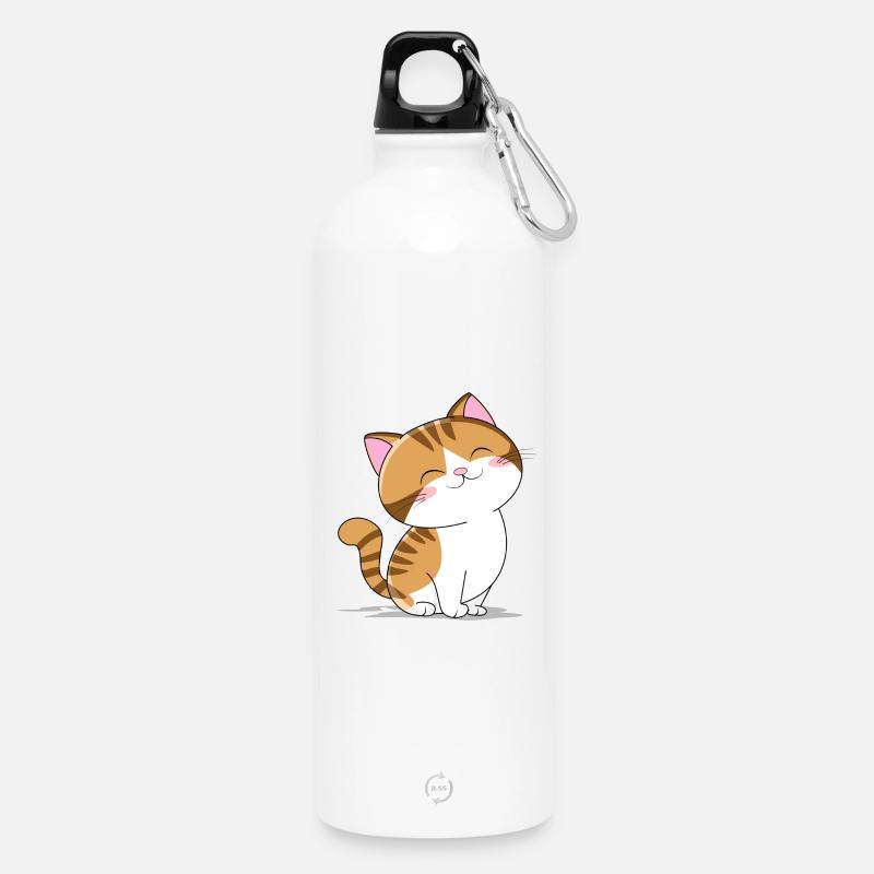 Petit chat mignon - Gourde en inox avec mousqueton 750 ml - blanc