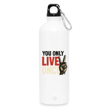 You only live vintage once - Water Bottle with carabiner 750 ml - white - Front