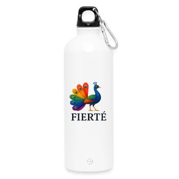 Fierté – Paon Arc-en-Ciel - Gourde en inox avec mousqueton 750 ml - blanc - Devant