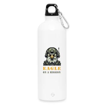 Military Eagle on Mission - Water Bottle with carabiner 750 ml - white - Front