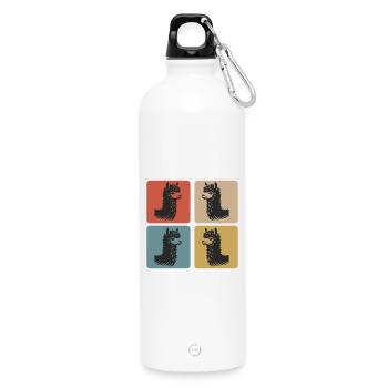 Alpaca Vintage Vibes - Water Bottle with carabiner 750 ml - white - Front