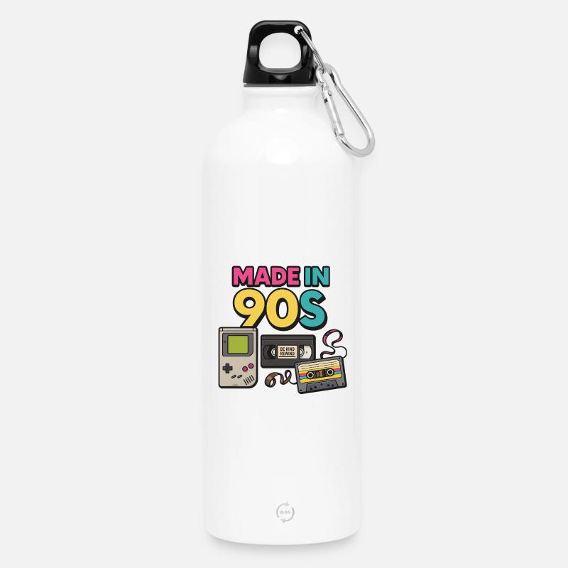 Made in the 90s (Retro Design) - Trinkflasche mit Karabiner 750 ml - Weiß